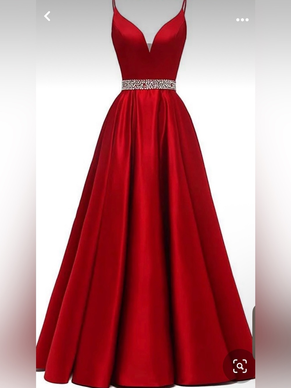Elegant Ruby Red Satin Prom Gown ✨ Rhinestone Waist ✨ Corset Back ✨ Pockets